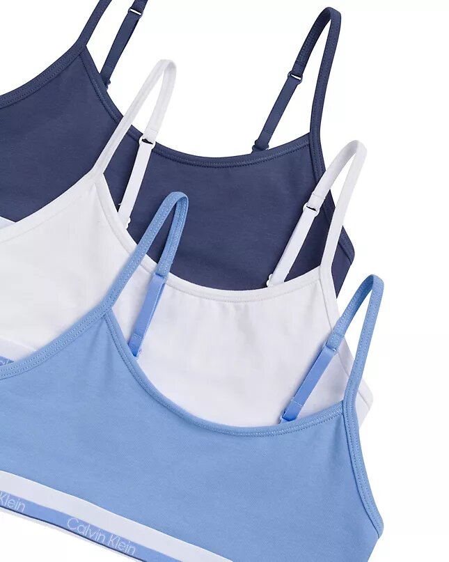 3-pack korta Bralettes i Cotton Stretch för flickor 3-pack korta Bralettes i Cotton Stretch för flickor