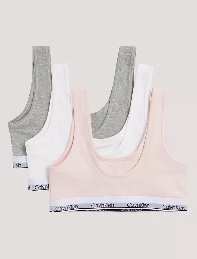 3-pack ofodrade Unlined Bralettes i Cotton Stretch för flickor 3-pack ofodrade Unlined Bralettes i Cotton Stretch för flickor