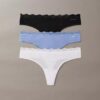 3-pack Thong i stretchig mikrofiber med spets