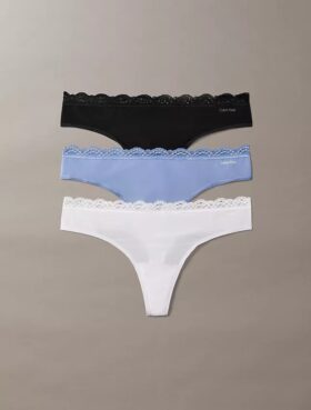 3-pack Thong i stretchig mikrofiber med spets