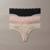 3-pack Thong i stretchig mikrofiber med spets