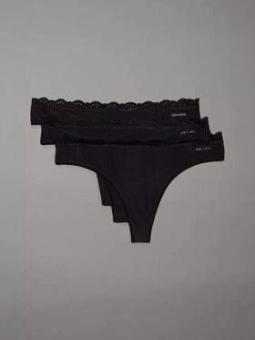 3-pack Thong i stretchig mikrofiber med spets