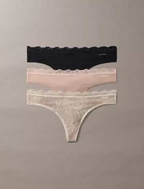 3-pack Thong i stretchig mikrofiber med spets