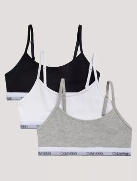 3-pack Unlined, korta Bralette i Cotton Stretch för flickor