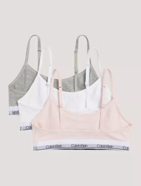 3-pack Unlined, korta Bralette i Cotton Stretch för flickor