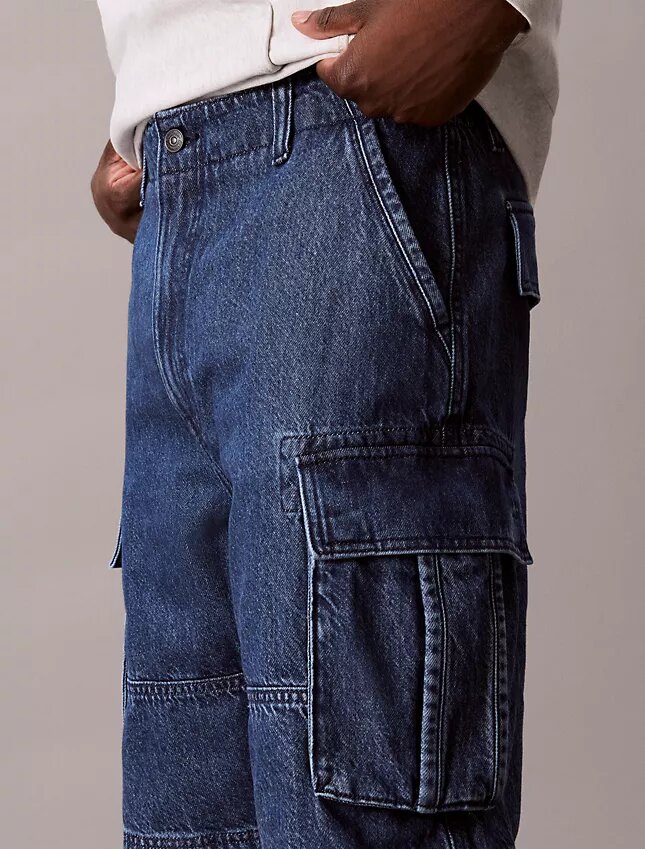 90-talsinspirerade Denim-cargoshorts 90-talsinspirerade Denim-cargoshorts