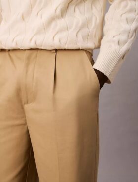 90s Straight-inspirerade raka chinos byxor med pressveck