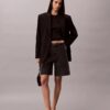 A-linjeformade Denim-shorts med uppvikt fåll