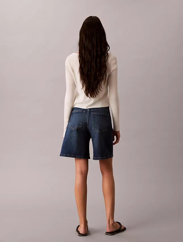 A-linjeformade Denim-shorts med uppvikt fåll A-linjeformade Denim-shorts med uppvikt fåll