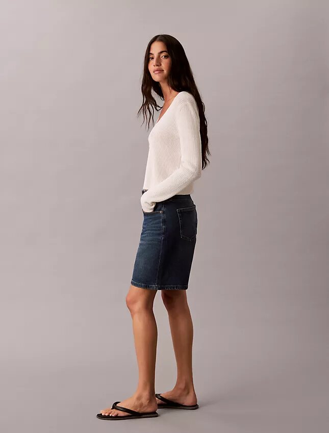 A-linjeformade Denim-shorts med uppvikt fåll A-linjeformade Denim-shorts med uppvikt fåll