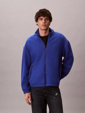 Avslappnad jacka i fleece av ullblandning Avslappnad jacka i fleece av ullblandning