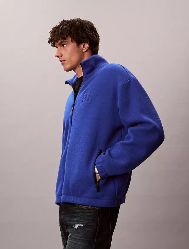 Avslappnad jacka i fleece av ullblandning Avslappnad jacka i fleece av ullblandning