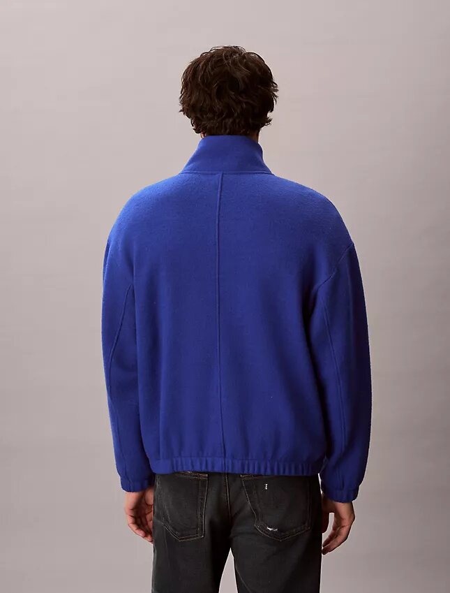 Avslappnad jacka i fleece av ullblandning Avslappnad jacka i fleece av ullblandning