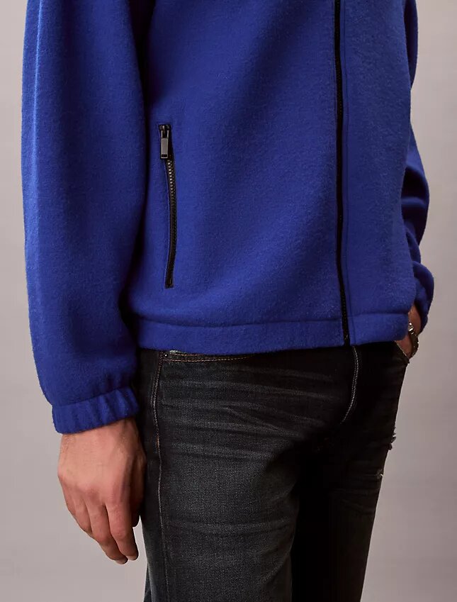 Avslappnad jacka i fleece av ullblandning Avslappnad jacka i fleece av ullblandning
