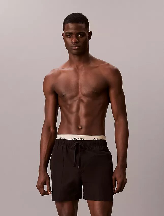 Badshorts med logotyp i midjan Badshorts med logotyp i midjan