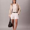 Bermudashorts i Cotton Stretch bomullstwill med veck