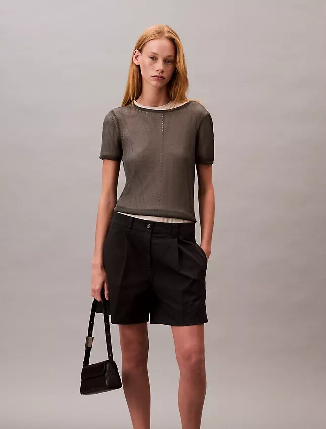 Bermudashorts i Cotton Stretch bomullstwill med veck Bermudashorts i Cotton Stretch bomullstwill med veck