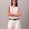 Bermudashorts i Cotton Stretch bomullstwill med veck