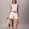 Bermudashorts i Cotton Stretch bomullstwill med veck