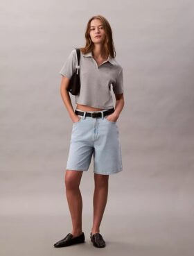 Bermudashorts i linneblandad, avslappnad Denim Bermudashorts i linneblandad, avslappnad Denim