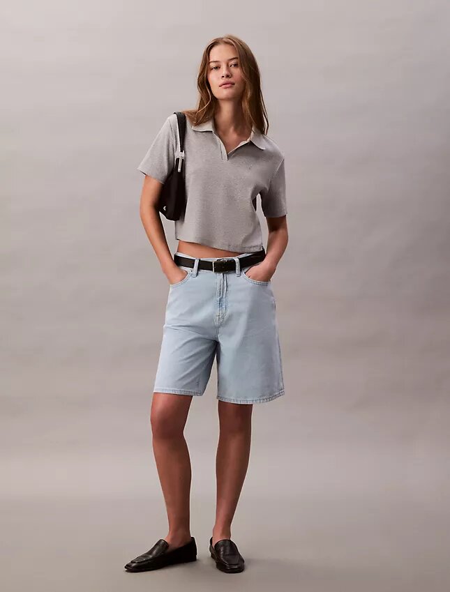 Bermudashorts i linneblandad, avslappnad Denim Bermudashorts i linneblandad, avslappnad Denim