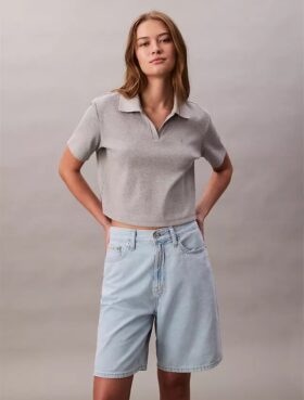 Bermudashorts i linneblandad, avslappnad Denim Bermudashorts i linneblandad, avslappnad Denim