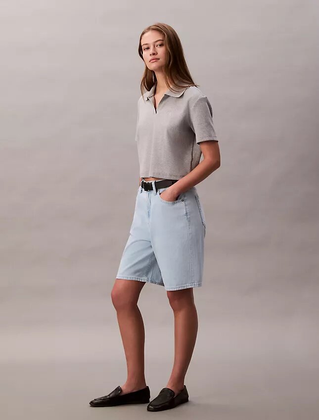 Bermudashorts i linneblandad, avslappnad Denim Bermudashorts i linneblandad, avslappnad Denim