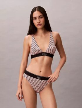 Bikini med hög midja i stretchig Microfiber med grafiskt Monogram