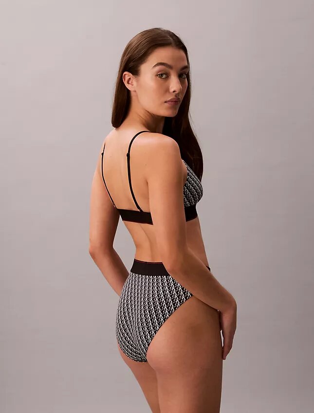 Bikini med hög midja i stretchig Microfiber med grafiskt Monogram Bikini med hög midja i stretchig Microfiber med grafiskt Monogram