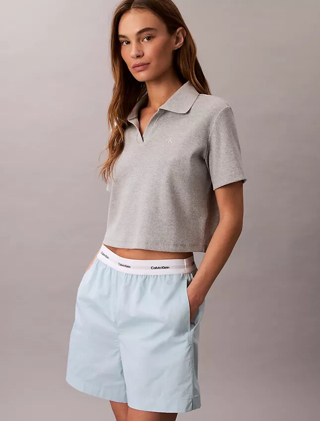 Bomullsshorts med logotyp i midjan Bomullsshorts med logotyp i midjan