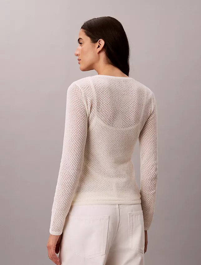 Bouclé-tröja med pointelle-mönster Bouclé-tröja med pointelle-mönster