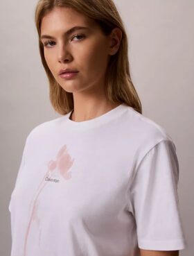 Boxig T-shirt med blommig logotyp