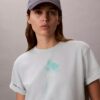 Boxig T-shirt med blommig logotyp
