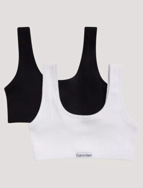 Bralette med logotyp och ribbstickning, 2-pack