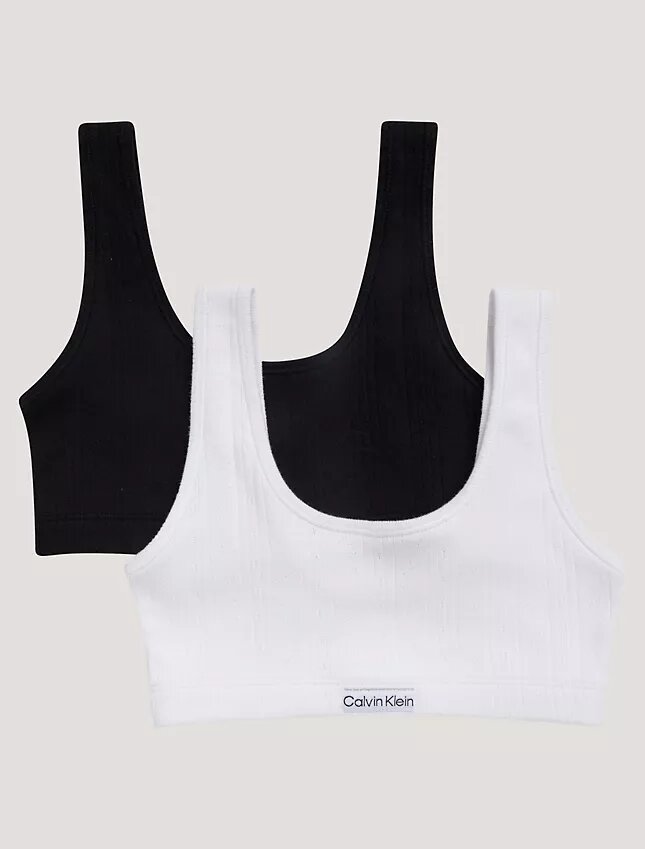 Bralette med logotyp och ribbstickning, 2-pack Bralette med logotyp och ribbstickning, 2-pack
