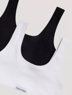 Bralette med logotyp och ribbstickning, 2-pack