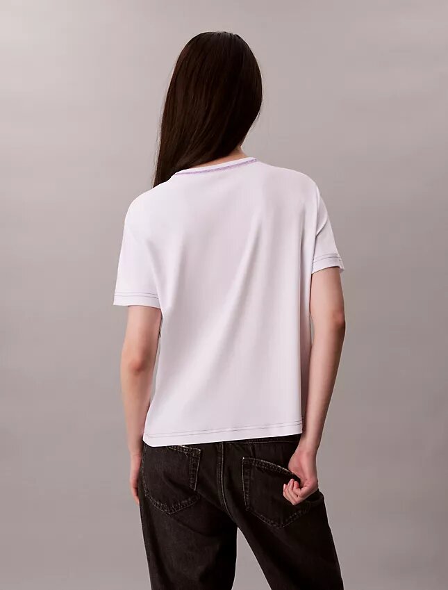 Broderad logotyp, grafisk slim fit-T-shirt Broderad logotyp, grafisk slim fit-T-shirt