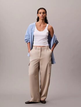 Cargo-byxor i satin-twill