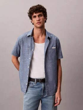 Chambray klassisk skjorta med knappar