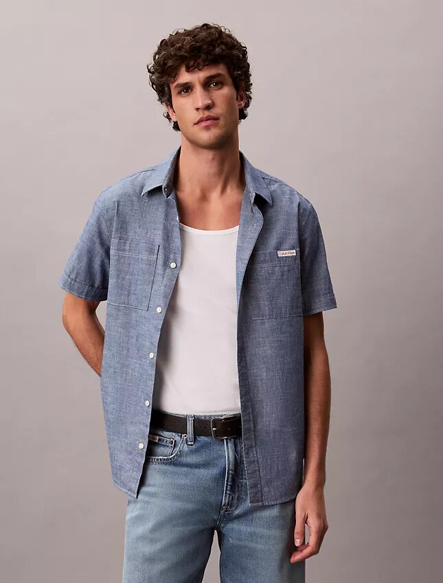 Chambray klassisk skjorta med knappar Chambray klassisk skjorta med knappar