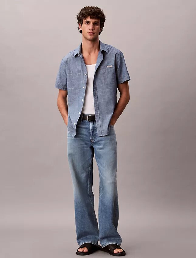 Chambray klassisk skjorta med knappar Chambray klassisk skjorta med knappar