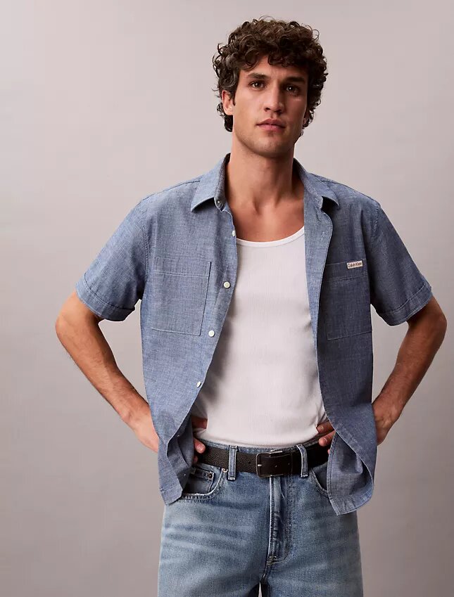 Chambray klassisk skjorta med knappar Chambray klassisk skjorta med knappar