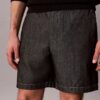 Chambray raka 7-tums shorts med dragkedja Chambray raka 7-tums shorts med dragkedja
