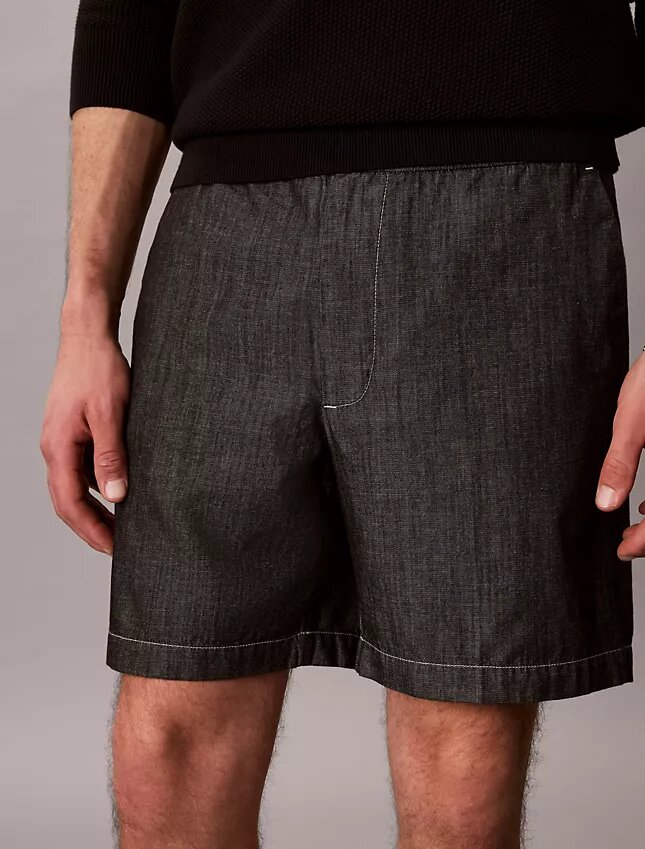 Chambray raka 7-tums shorts med dragkedja Chambray raka 7-tums shorts med dragkedja