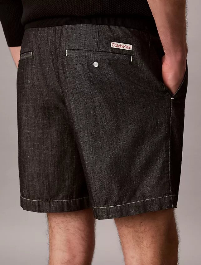 Chambray raka 7-tums shorts med dragkedja Chambray raka 7-tums shorts med dragkedja