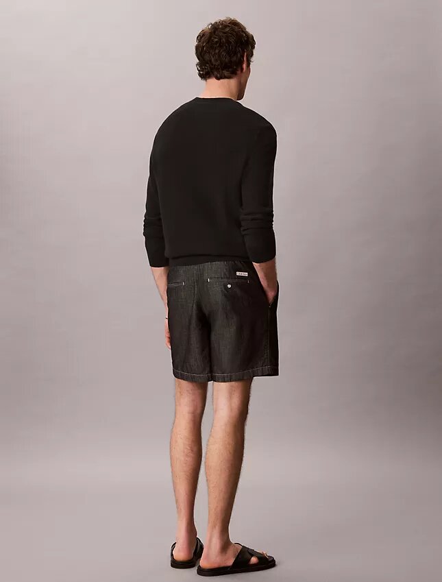 Chambray raka 7-tums shorts med dragkedja Chambray raka 7-tums shorts med dragkedja