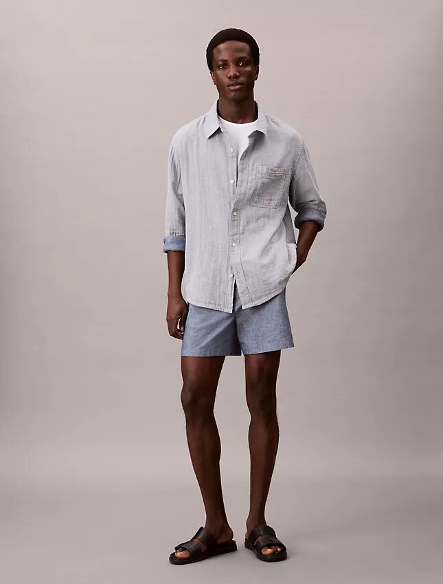 Chambray-shorts med dragkedja Chambray-shorts med dragkedja