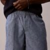 Chambray-shorts med dragkedja