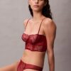 CK Black blommig spets, Unlined balconette-bh