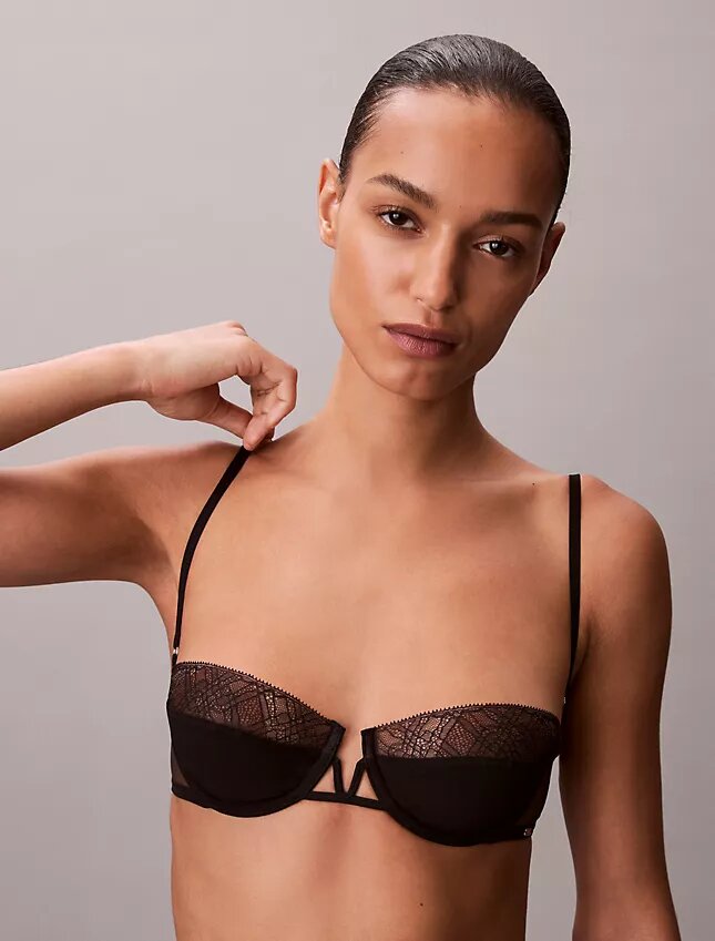 CK Black Geo-spets, Unlined balconette-bh CK Black Geo-spets, Unlined balconette-bh